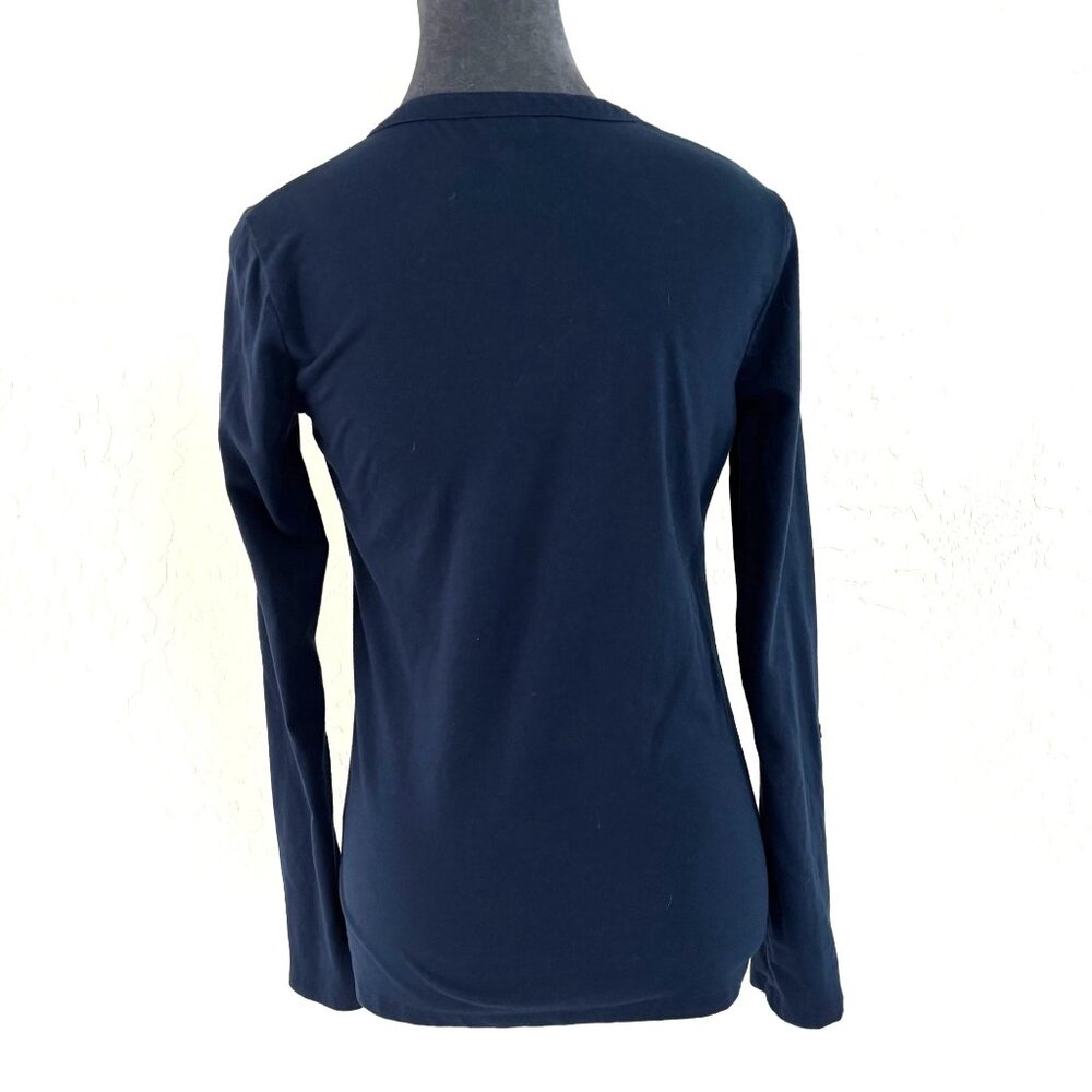 Tommy Hilfiger - Pleated Bib LS Henley w/Roll Tab‎ Sleeves - Navy - Size XS - Picture 2 of 11